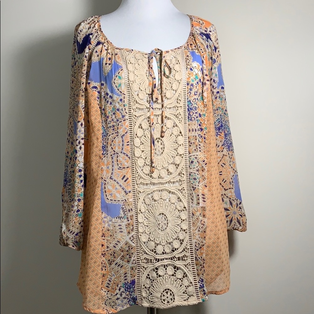 Anthropologie Meadow Rue Rosellle Peasant Top Boho - Picture 2 of 8